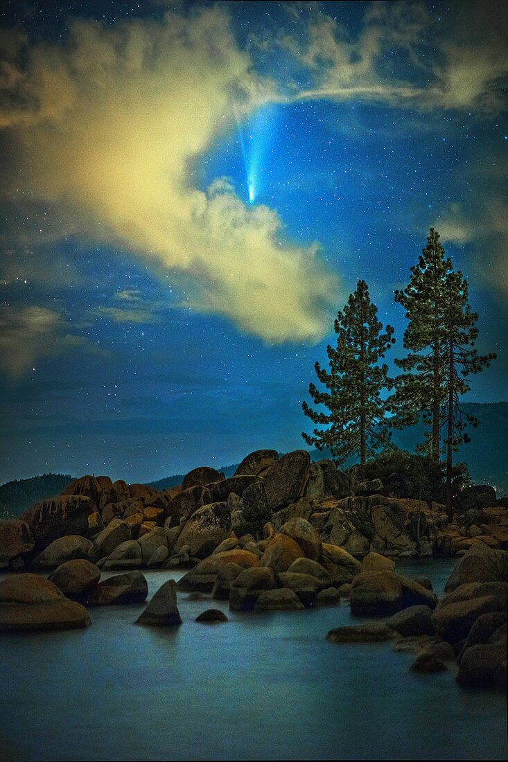 Comet Neowise over Lake Tahoe, Nevada, USA