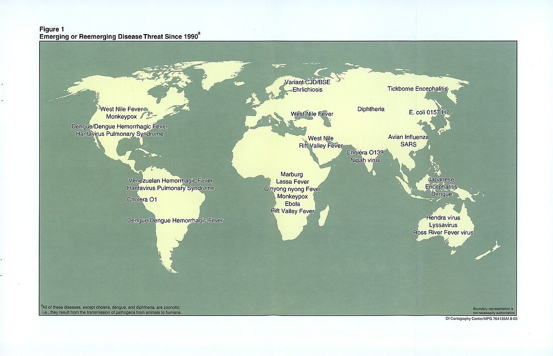 Map of disease threats since 1990