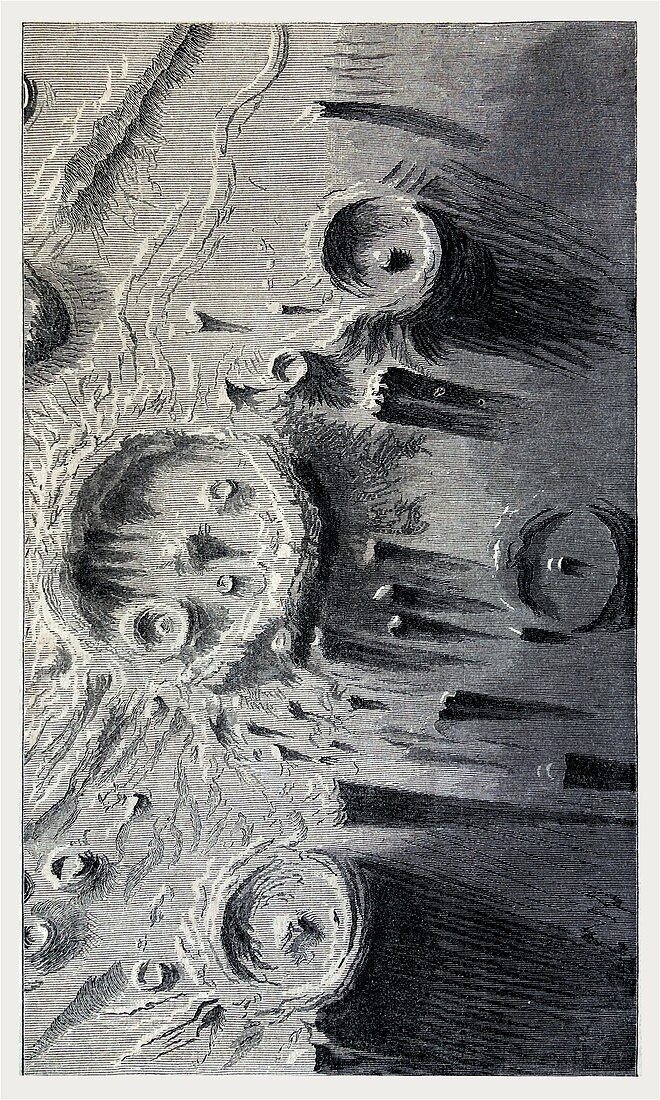 Lunar landscape, 19th century illustration