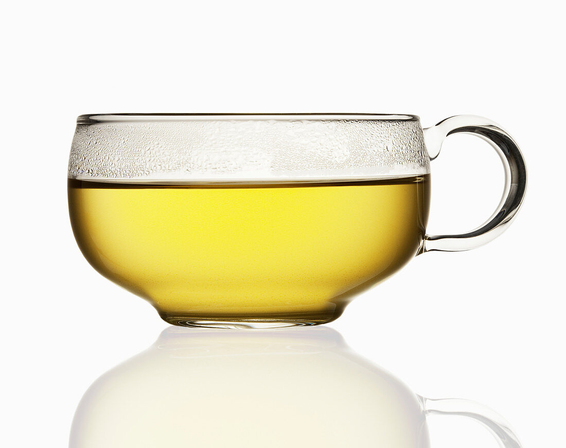Close up of tea in transparent teacup