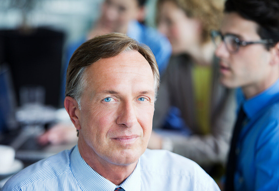 Close up of businessman's serious face