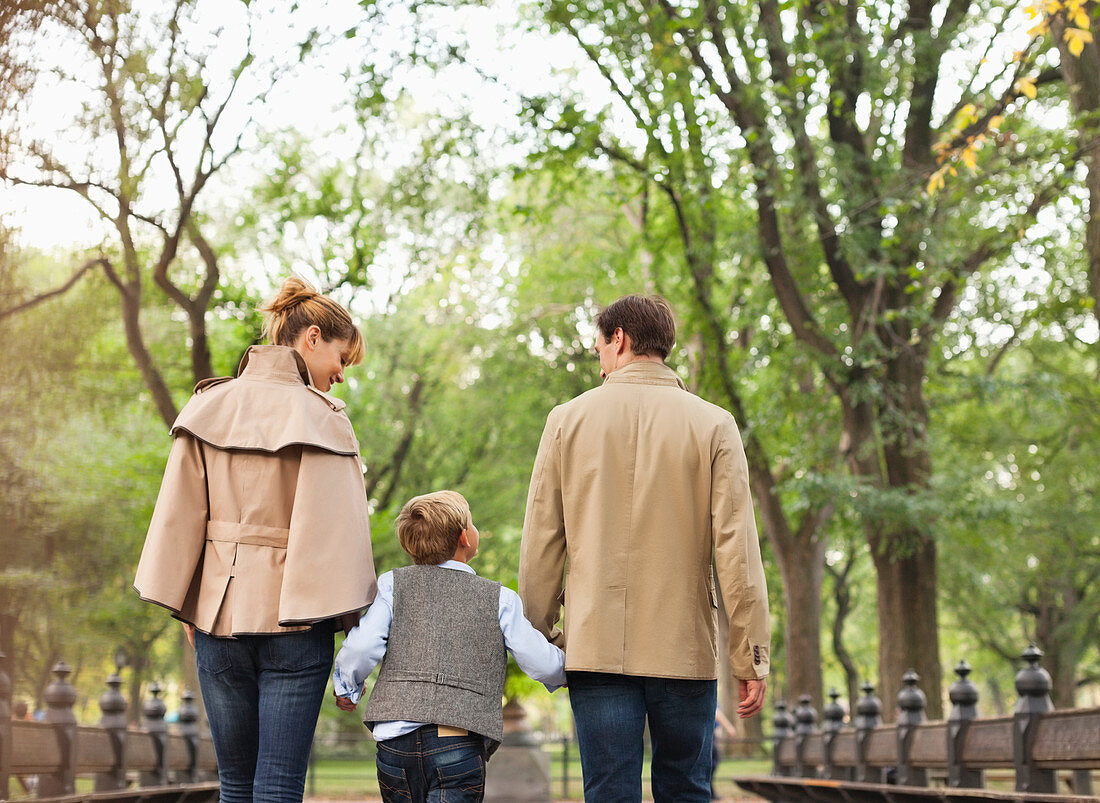 Family walking together in park