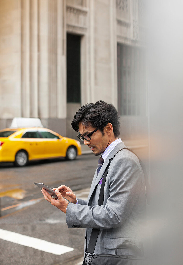 Businessman using tablet computer