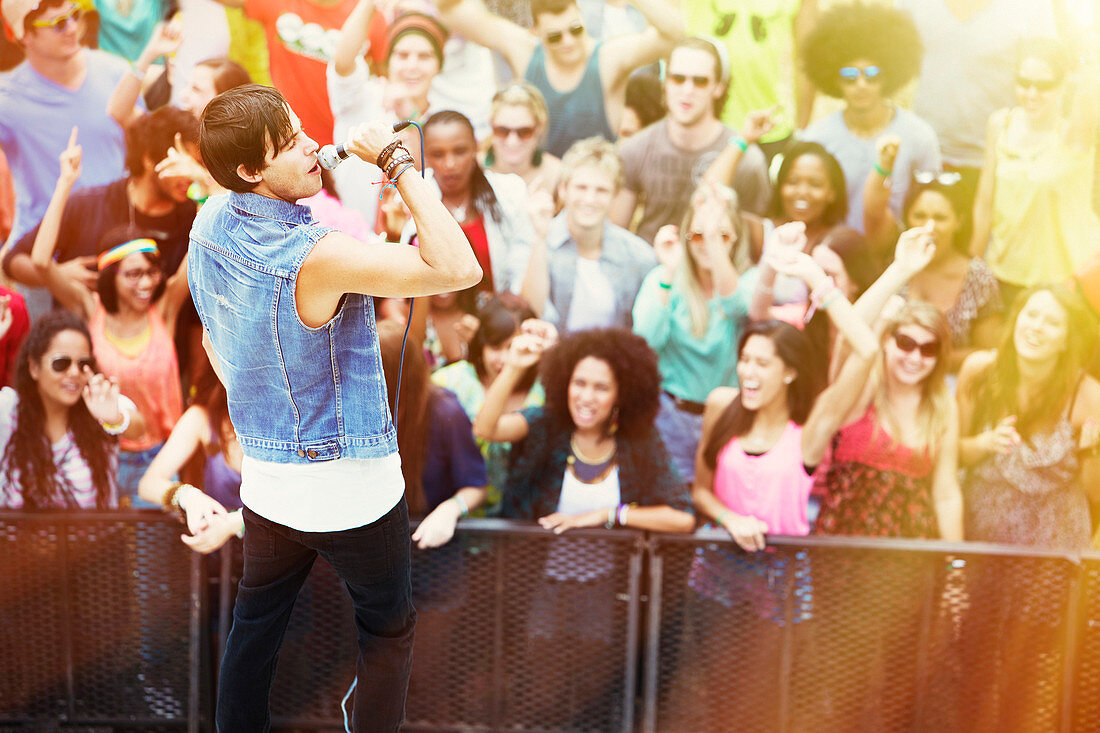 Fans cheering for singer