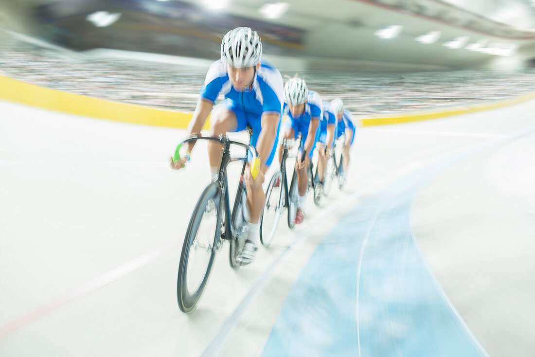 Track cycling team riding