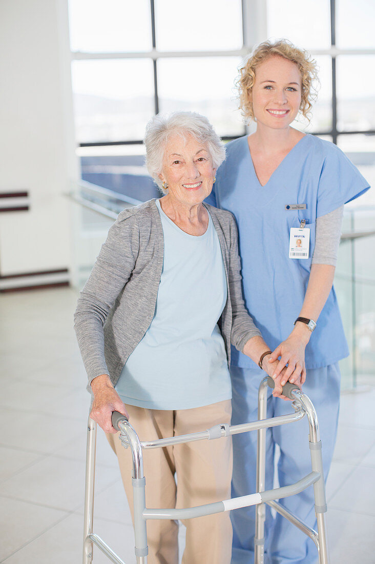 Smiling nurse and senior patient