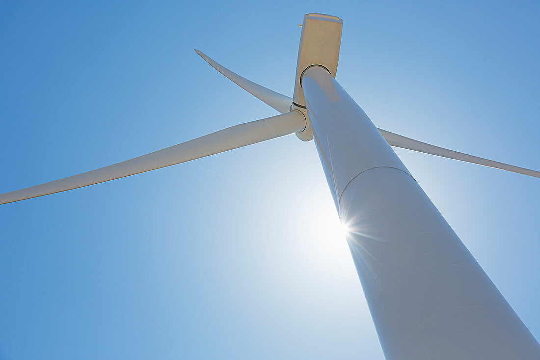 Low angle view of wind turbine