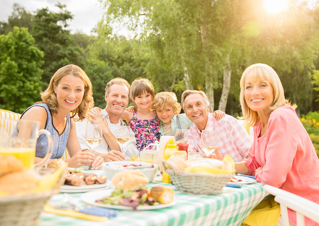 Family enjoying lunch at table