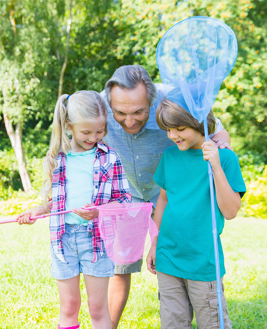 Grandfather and grandchildren