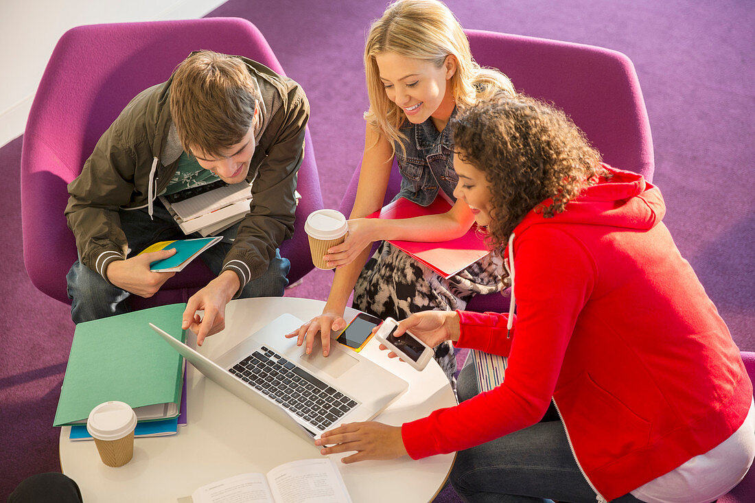 University students using laptop