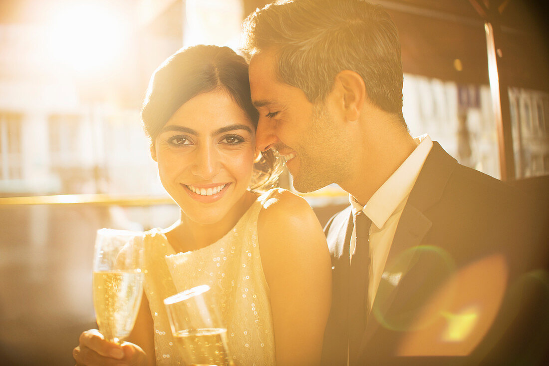 Couple having champagne together