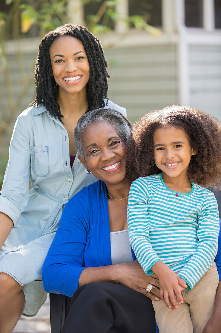 Smiling multi-generation women