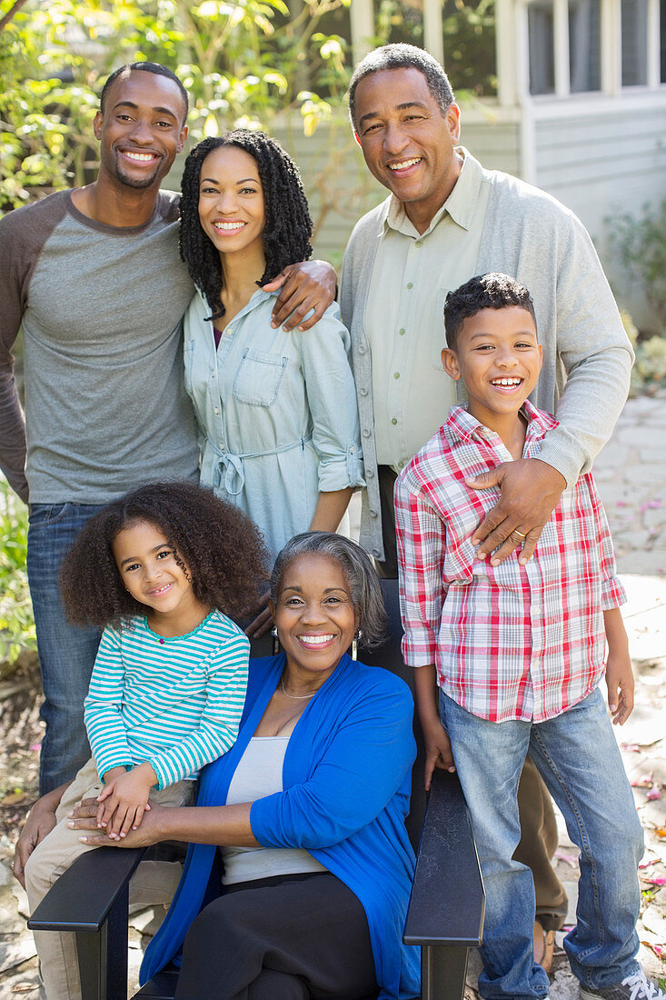Smiling multi-generation family