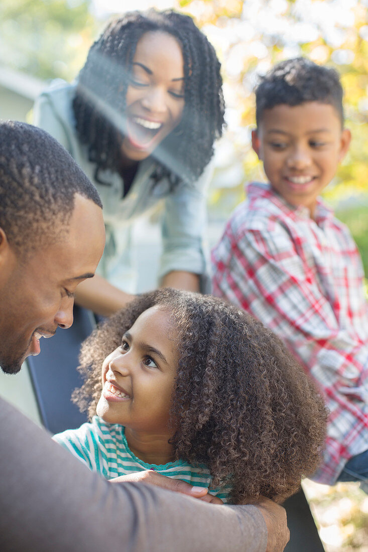 Happy family outdoors