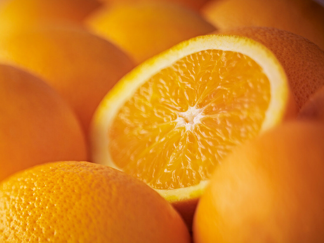 Close up of sliced Salustiana orange