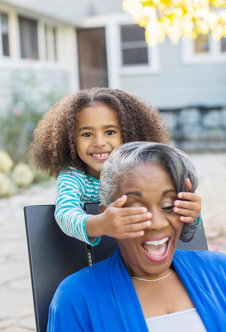 Granddaughter surprising grandmother