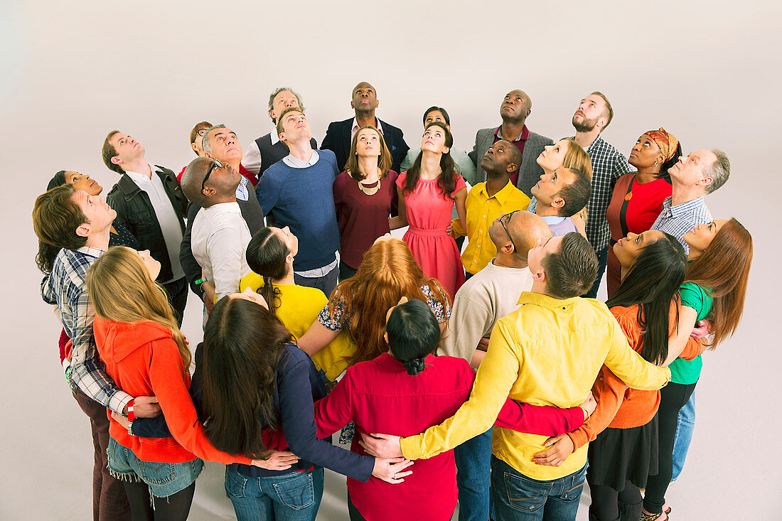 Business people forming circle