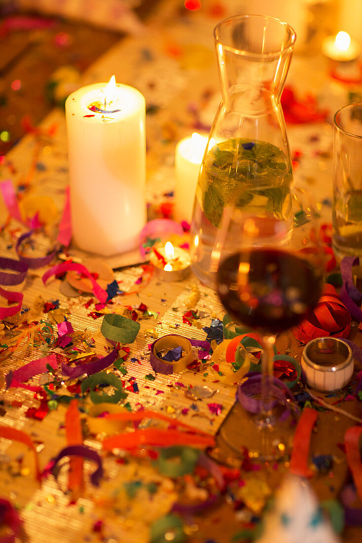 Candles on table at party