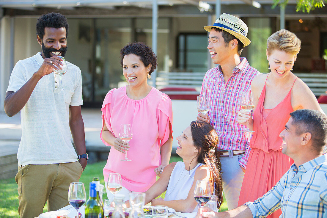 Friends relaxing together outdoors