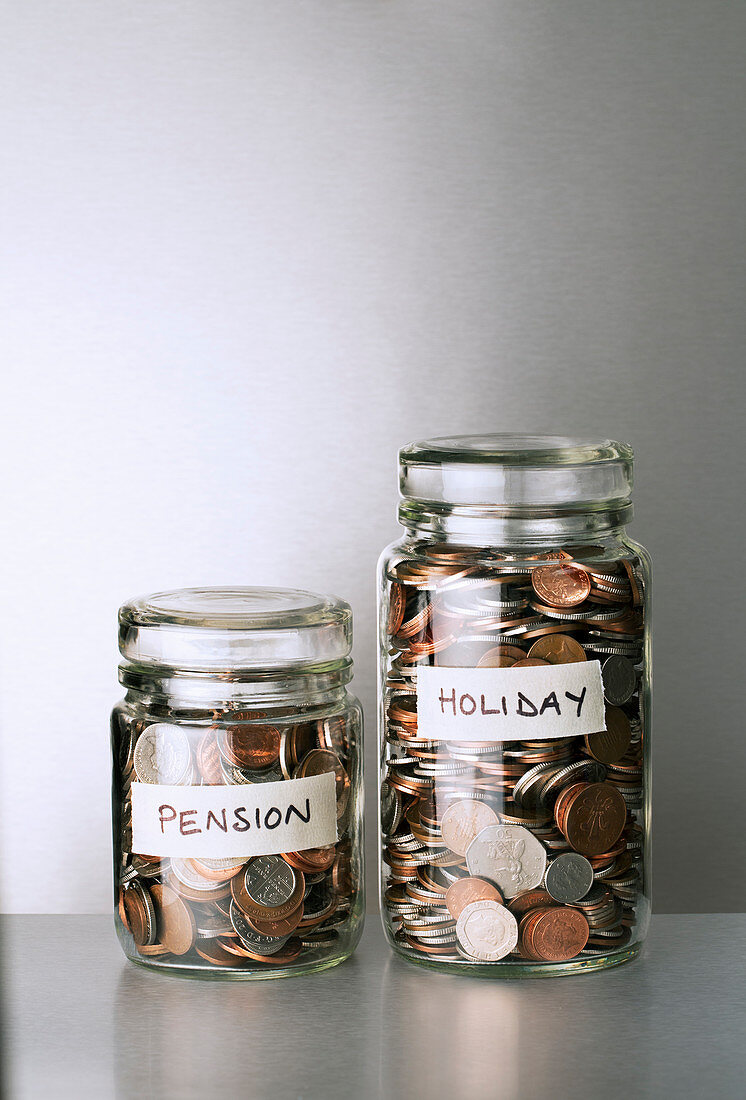 Pension and holiday change savings jars