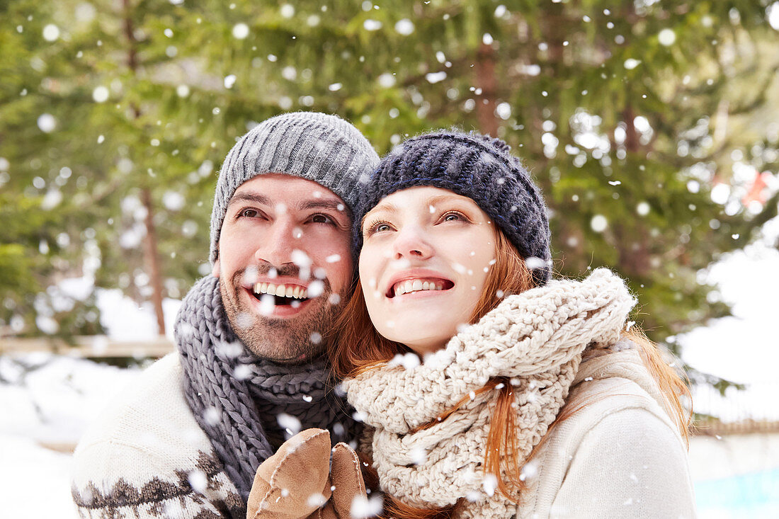 Couple admiring the snow together