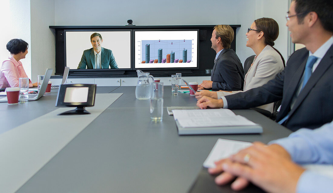 Business people in teleconference meeting