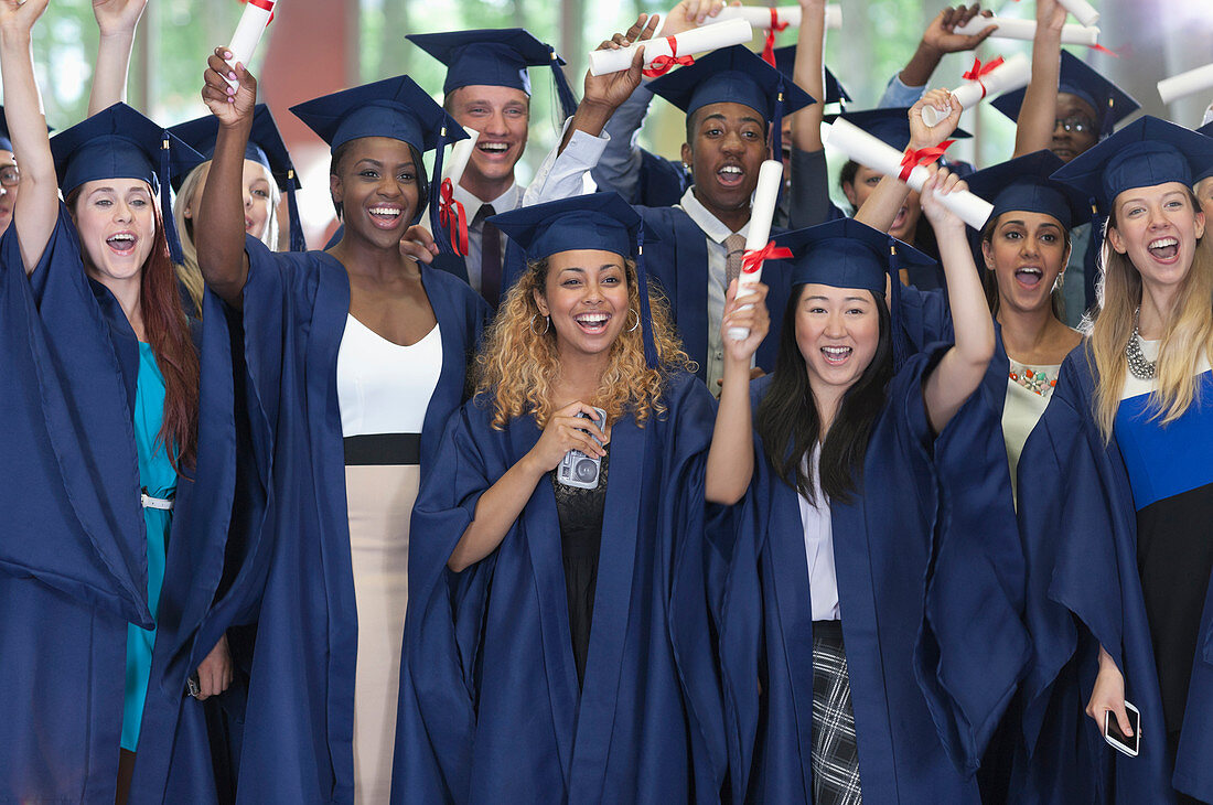 Students in graduation clothes