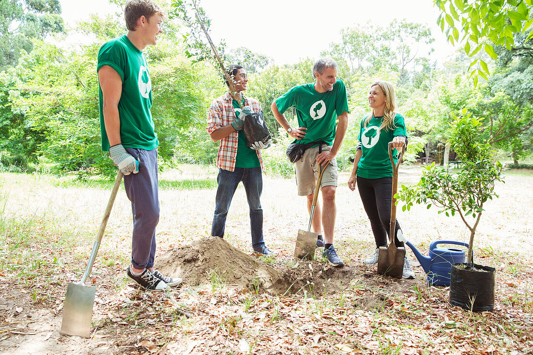 Environmentalist volunteers planting