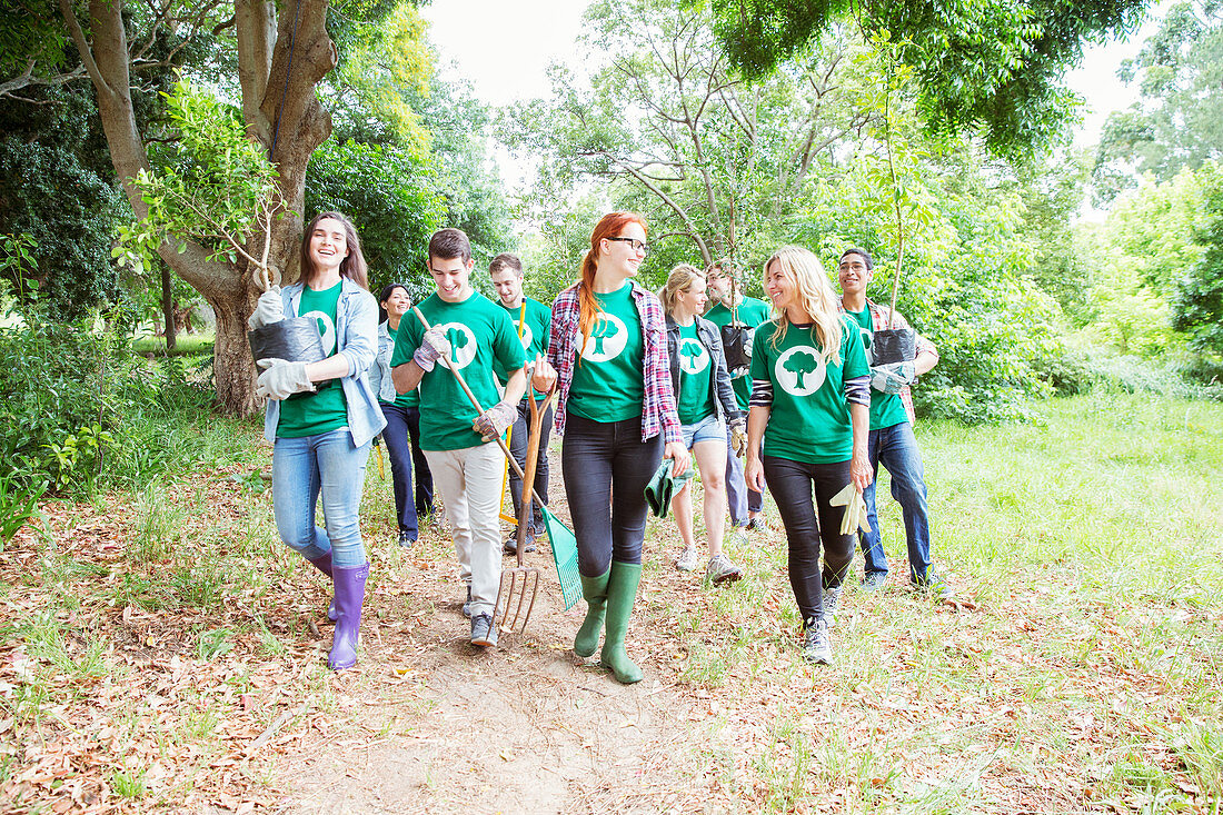 Environmentalist volunteers planting