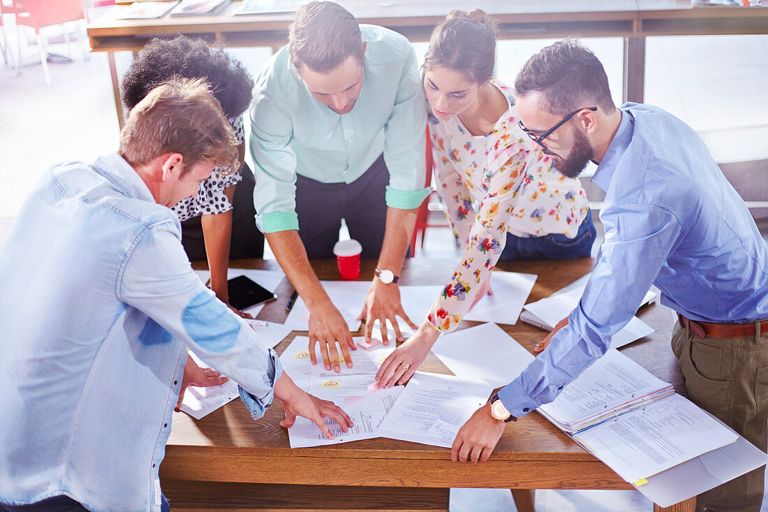 Business people reviewing paperwork