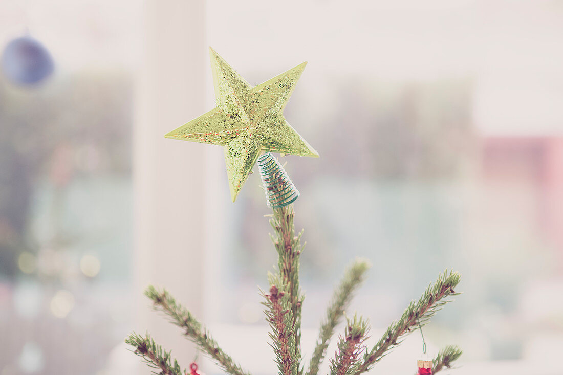 Golden star Christmas tree topper