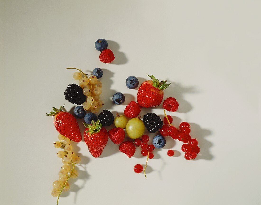 Assorted Berries on a White Background