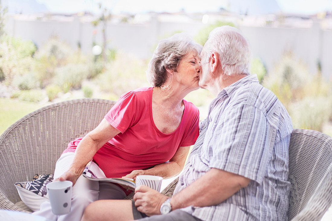 Senior couple kissing