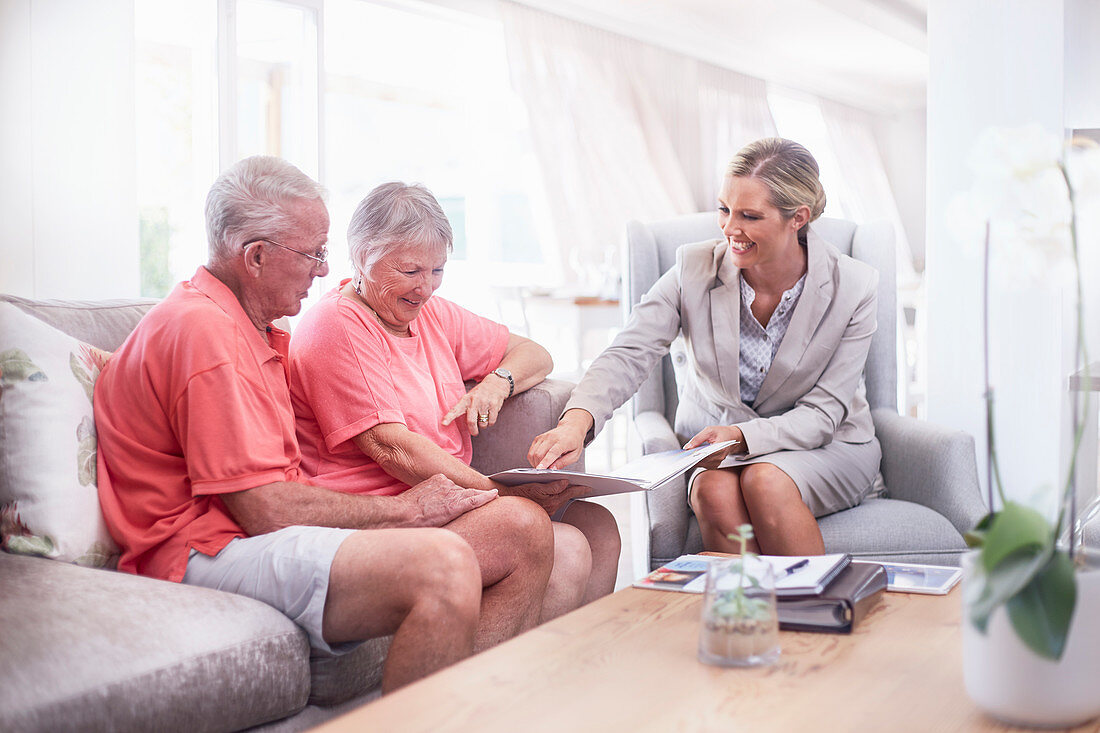 Financial advisor with senior couple