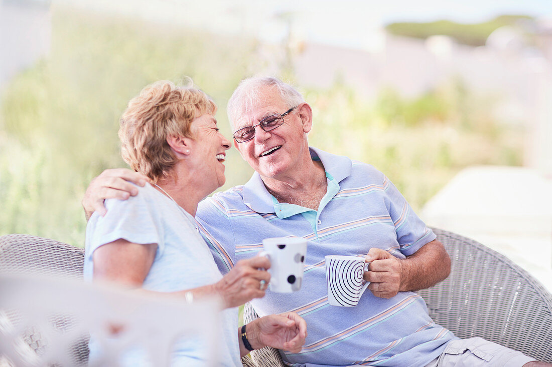 Senior couple hugging