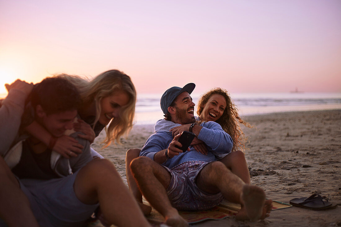 Playful couples hanging out