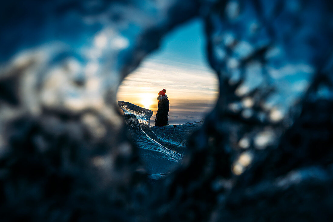 Hole in ice, Iceland