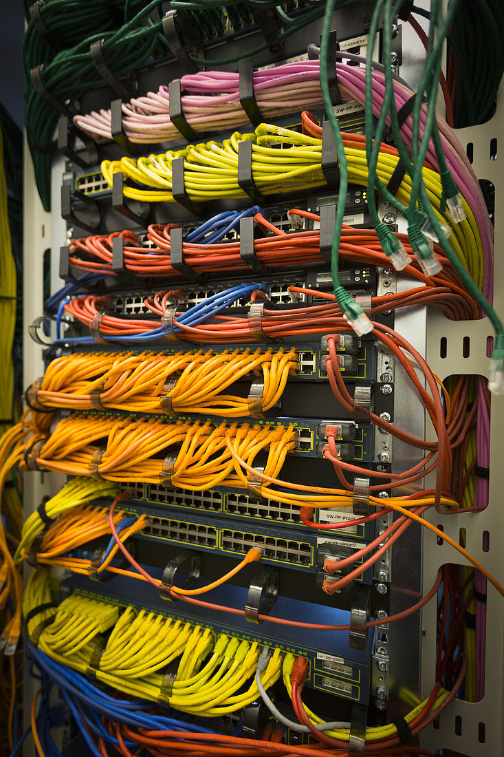 Multicolour server room cables