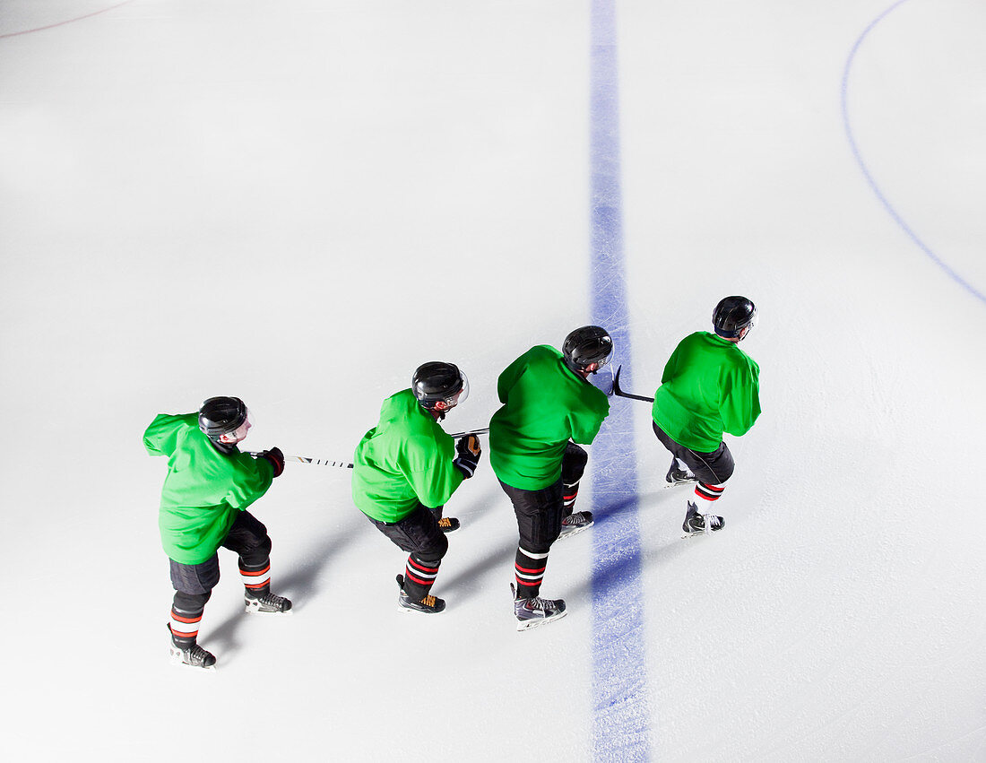 Hockey team in green uniforms