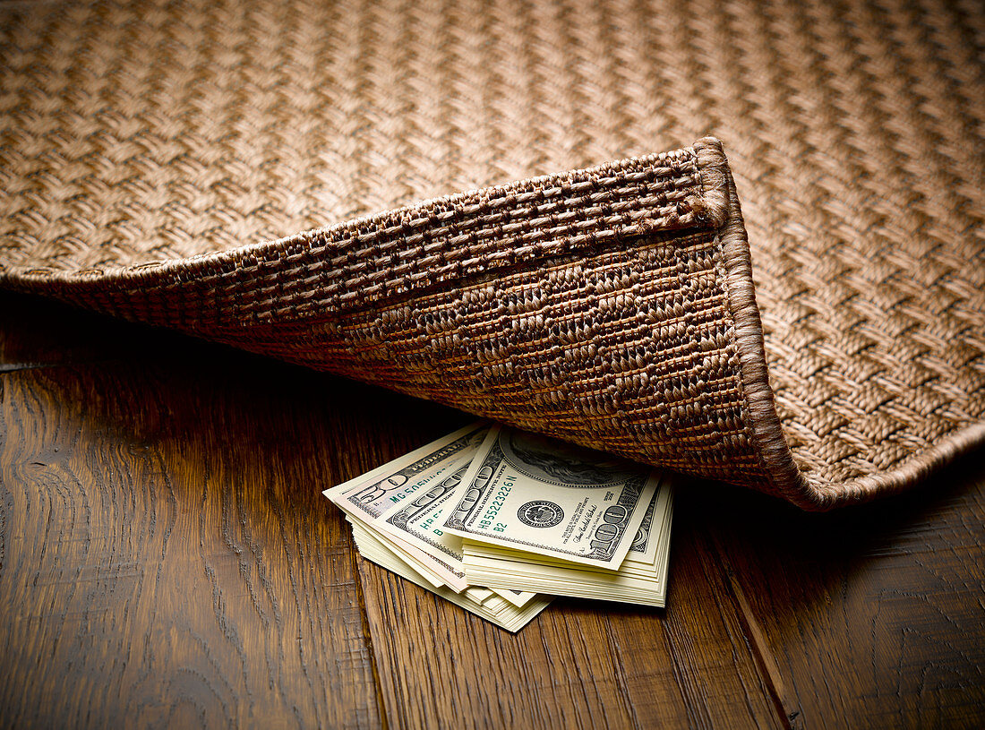 Money hidden under rug