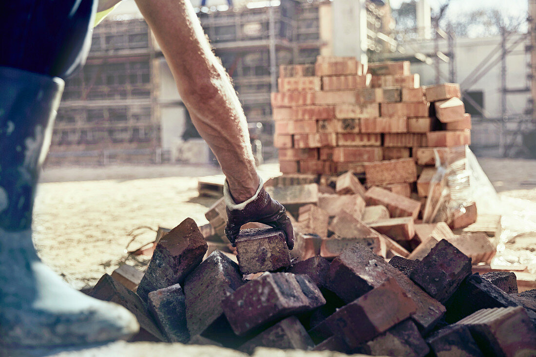 Construction worker bricklaying