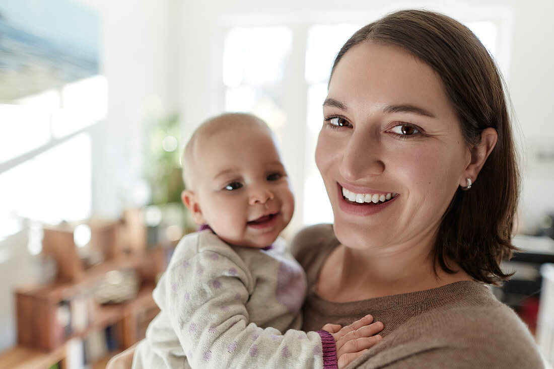 Portrait mother and baby daughter