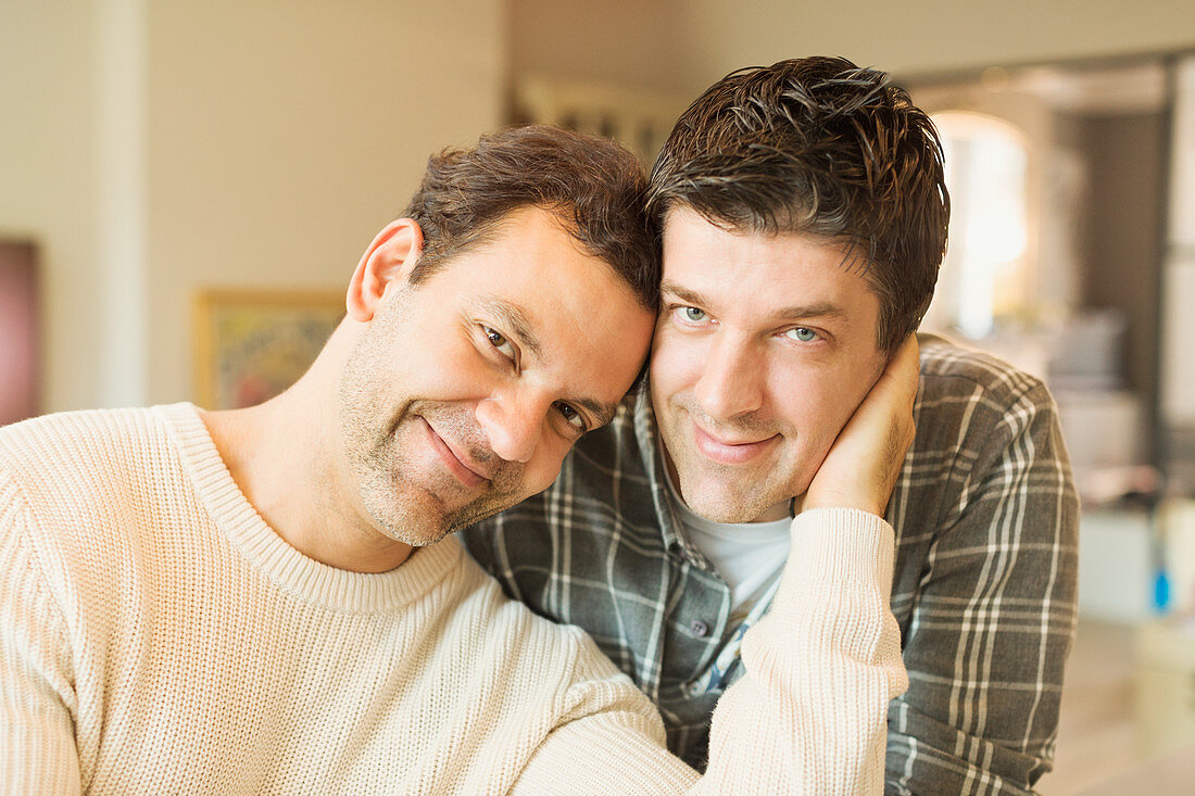 Portrait affectionate male gay couple