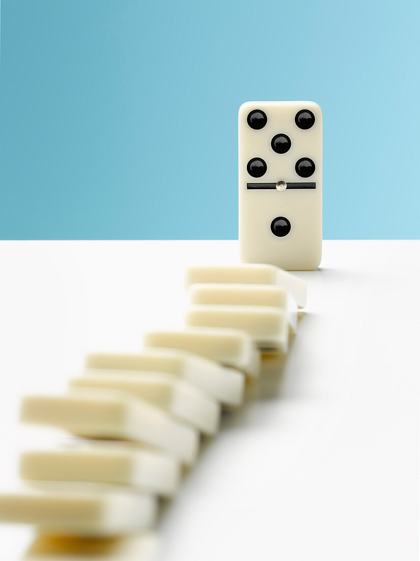Domino toppling row of dominos