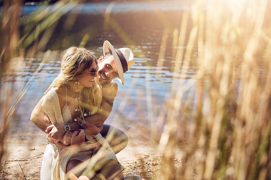 Affectionate young couple hugging