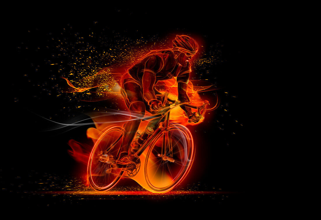 Illustration of male cyclist cycling