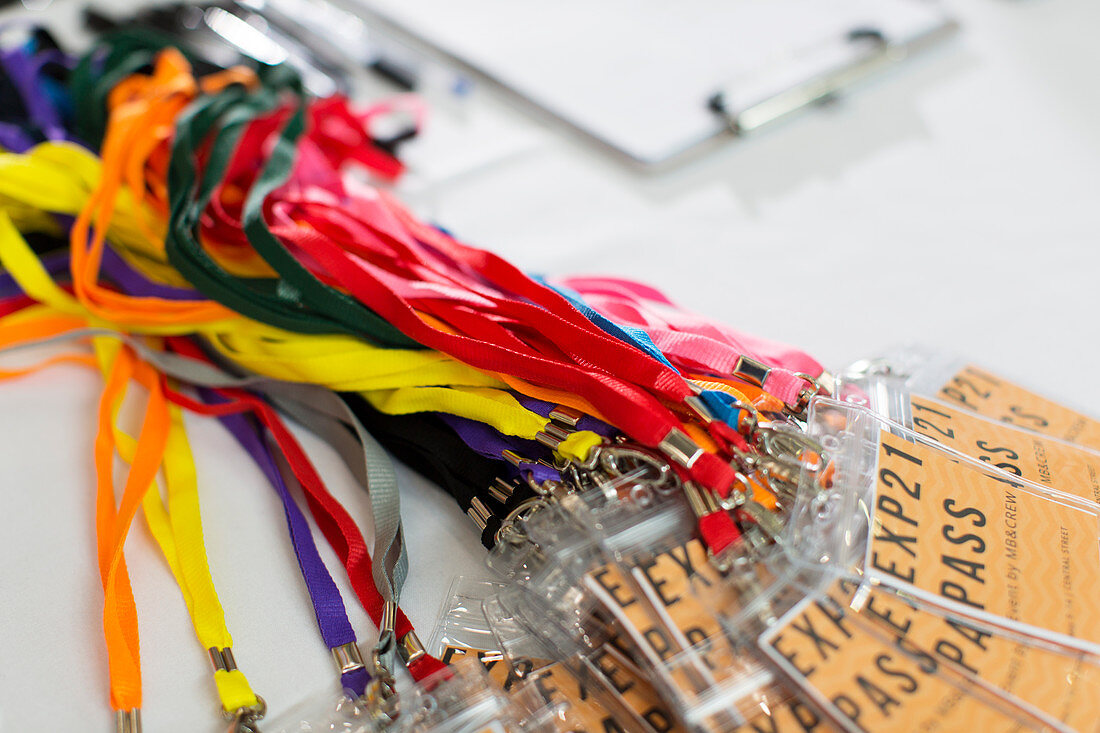 Multicolour conference pass lanyards