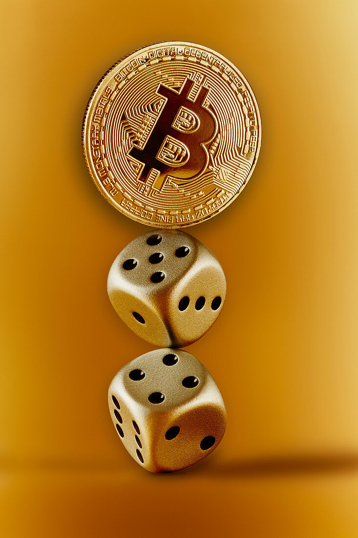 Golden Bitcoin and dice