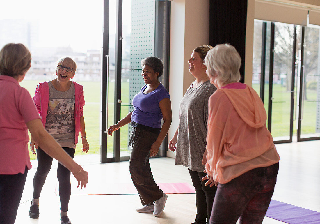 Active senior women talking