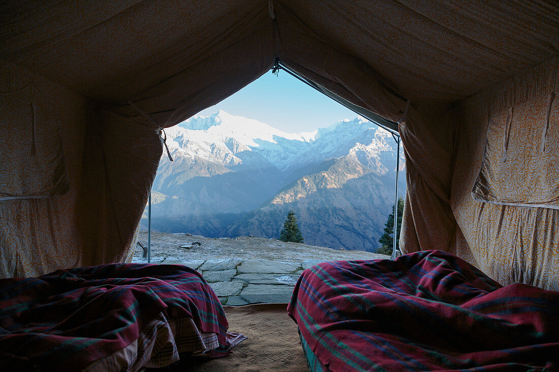 Yurt with scenic mountain view